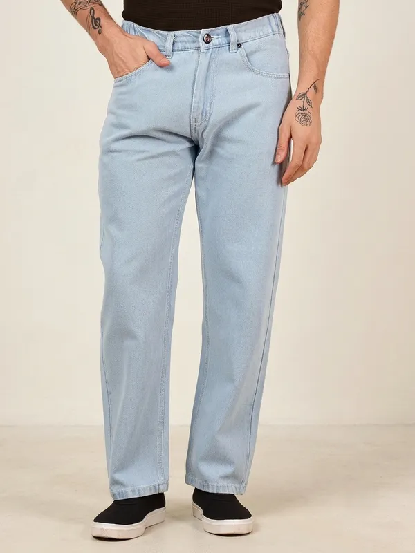 Ice_Blue_Pure_Cotton_Baggy_fit_Jeans_For_Men