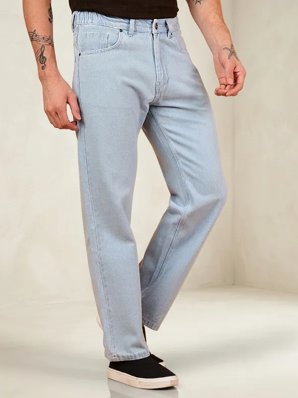 Ice_Blue_Pure_Cotton_Baggy_fit_Jeans_For_Men
