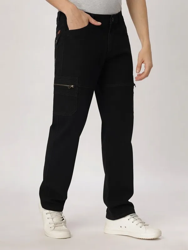 Black_Cotton_Spandex_Regular_fit_Cargo_Pants_For_Men