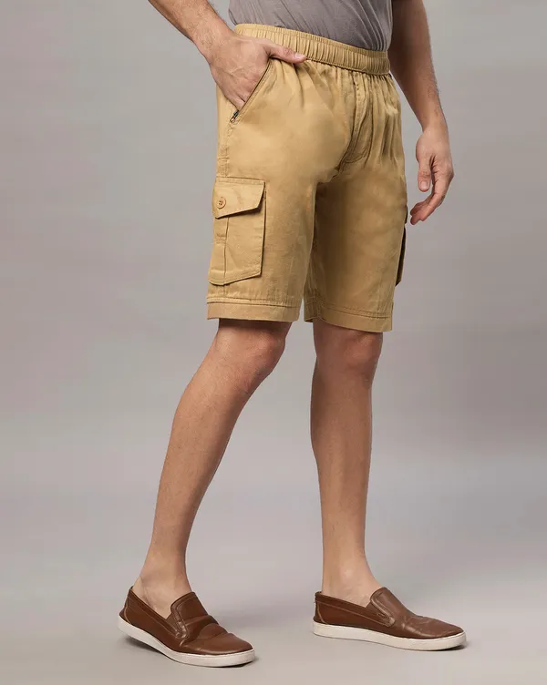 Cream_Pure_Cotton_Regular_fit_Shorts_For_Men