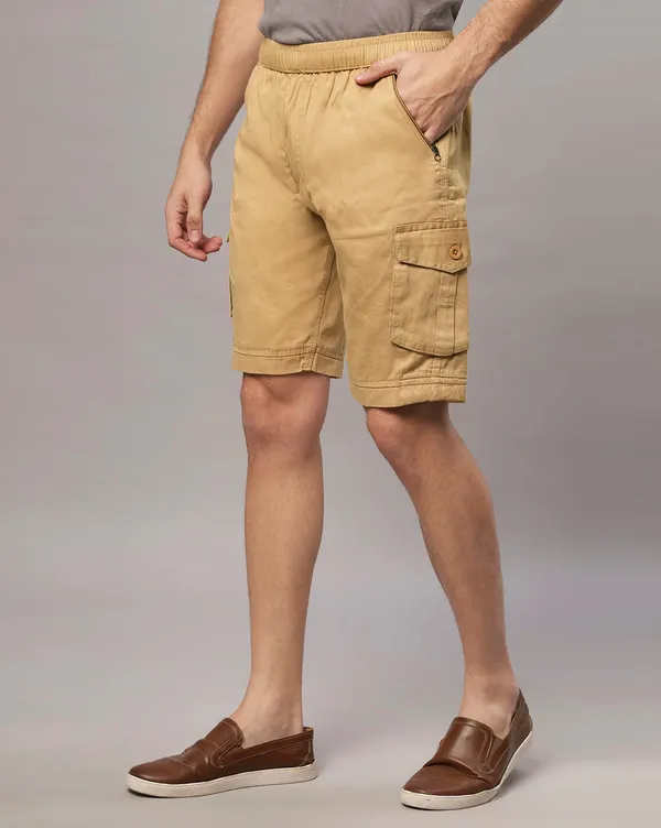Cream_Pure_Cotton_Regular_fit_Shorts_For_Men