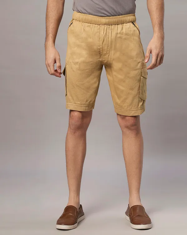 Cream_Pure_Cotton_Regular_fit_Shorts_For_Men