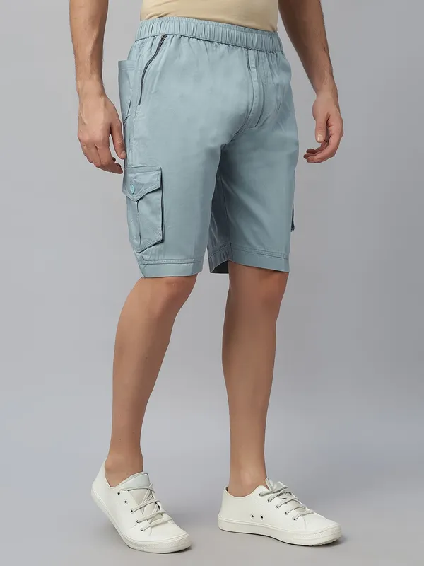 Blue_Pure_Cotton_Regular_fit_Shorts_For_Men