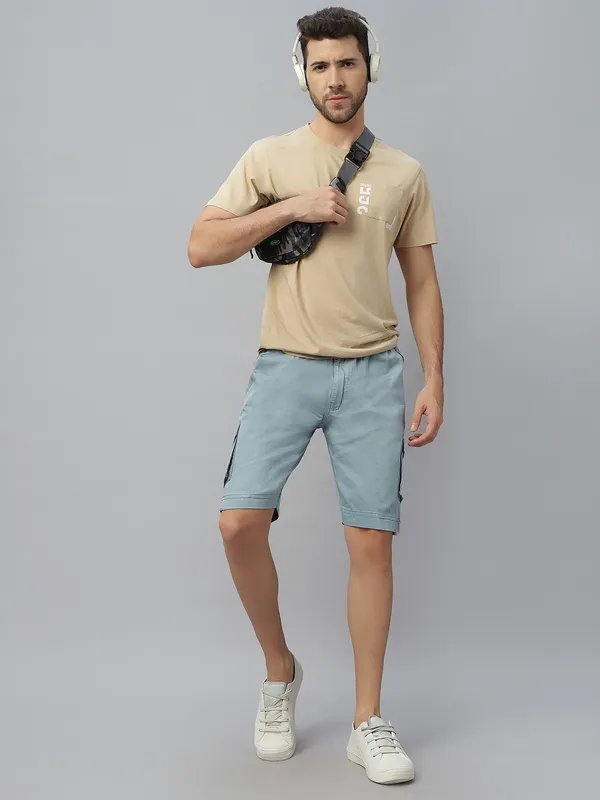Blue_Pure_Cotton_Regular_fit_Shorts_For_Men