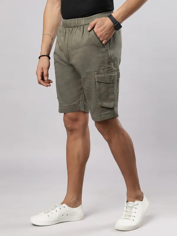 Green_Pure_Cotton_Regular_fit_Shorts_For_Men