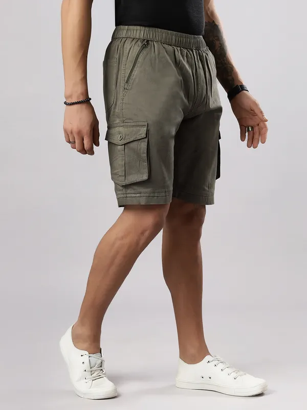 Green_Pure_Cotton_Regular_fit_Shorts_For_Men