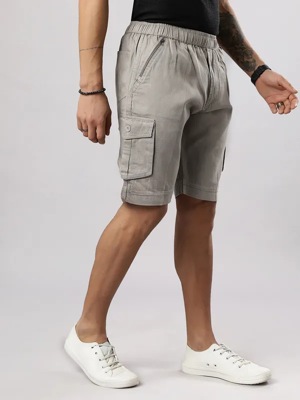 Grey_Pure_Cotton_Regular_fit_Shorts_For_Men