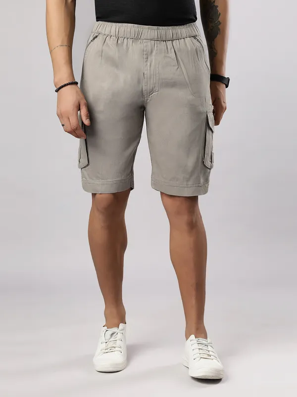 Grey_Pure_Cotton_Regular_fit_Shorts_For_Men