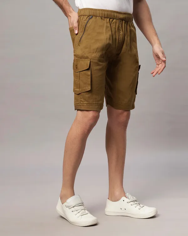 Khaki_Pure_Cotton_Regular_fit_Shorts_For_Men