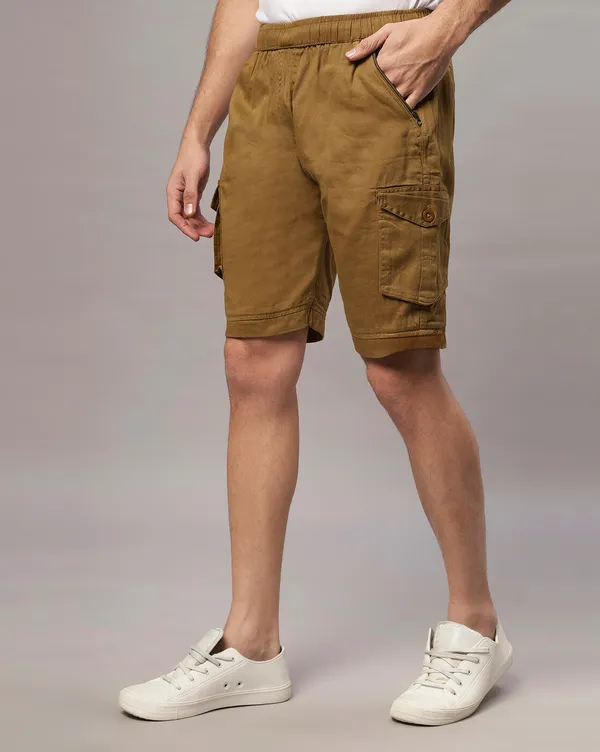 Khaki_Pure_Cotton_Regular_fit_Shorts_For_Men