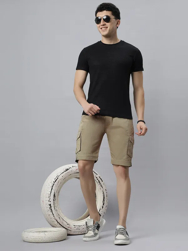 Olive_Pure_Cotton_Regular_fit_Shorts_For_Men