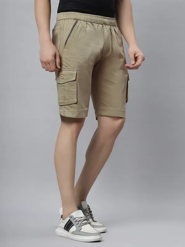 Olive_Pure_Cotton_Regular_fit_Shorts_For_Men