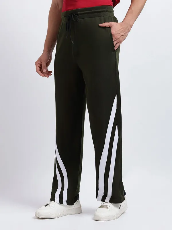 Olive_Polycotton_Straight_fit_Track_Pants_For_Men