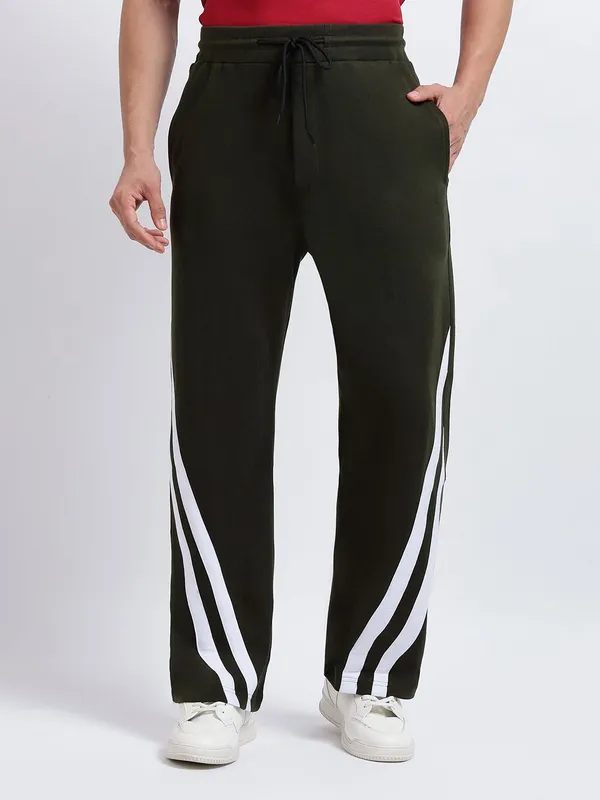Olive_Polycotton_Straight_fit_Track_Pants_For_Men