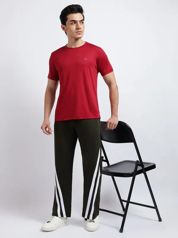 Olive_Polycotton_Straight_fit_Track_Pants_For_Men