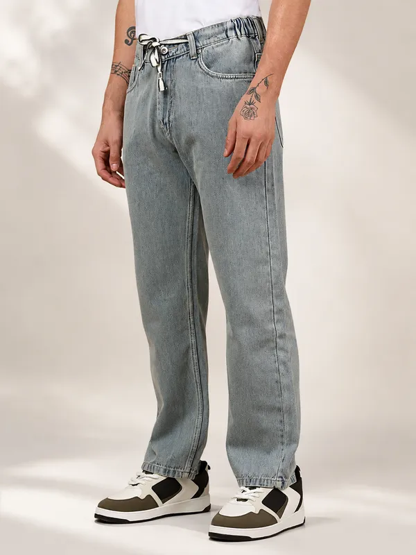 Ice_Blue_Pure_Cotton_Baggy_fit_Jeans_For_Men