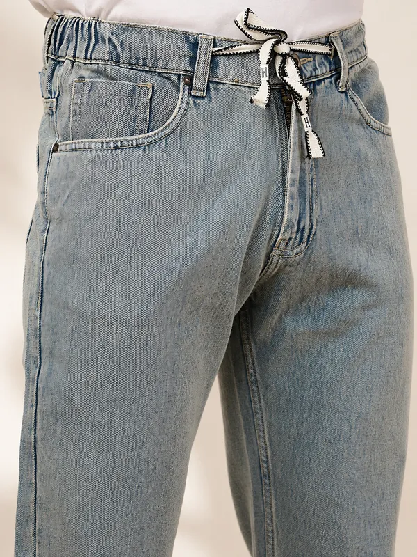 Ice_Blue_Pure_Cotton_Baggy_fit_Jeans_For_Men