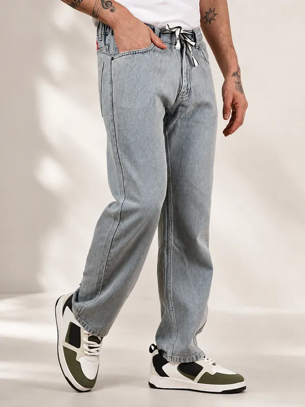 Ice_Blue_Pure_Cotton_Baggy_fit_Jeans_For_Men
