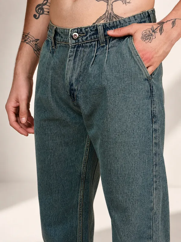Denim_Green_Pure_Cotton_Baggy_fit_Jeans_For_Men