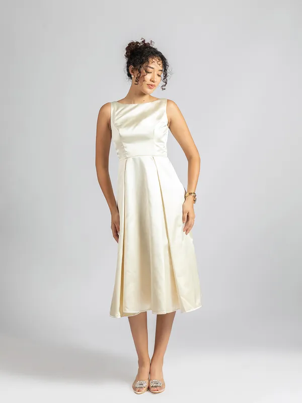 satin dress online india Shop Off White Chanderi Modal Satin Close Neck Dress Festive Wear in India
