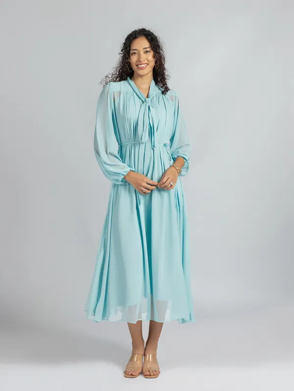 Blue_Georgette_loose_fit_Dress_|_Blue_fit_and_Flare_Dress