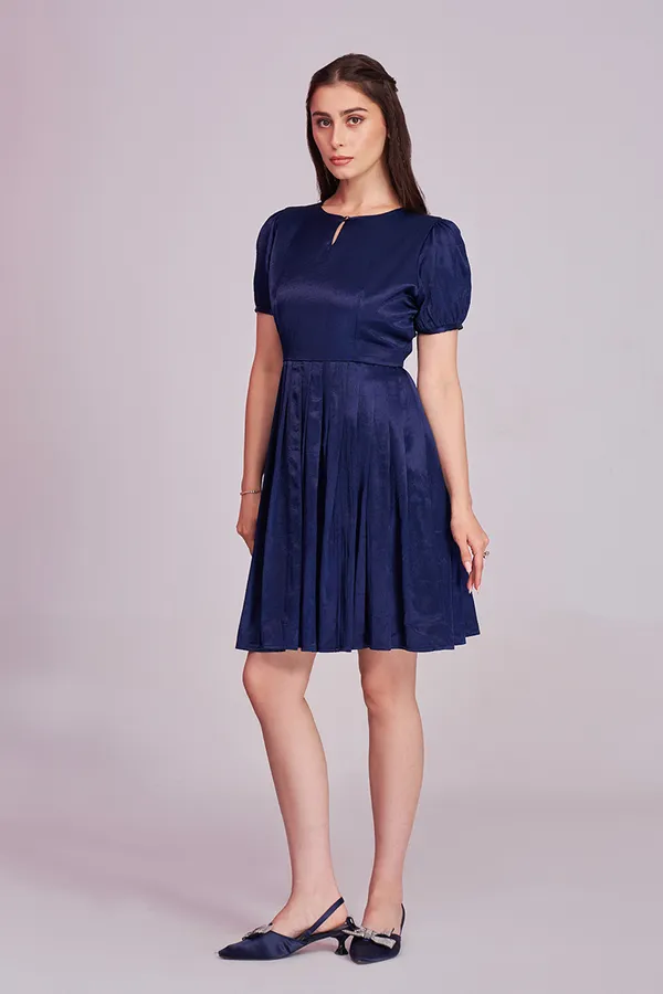 Blue_Pleated_short_dresses_for_women_|_Partywear_frocks_for_women