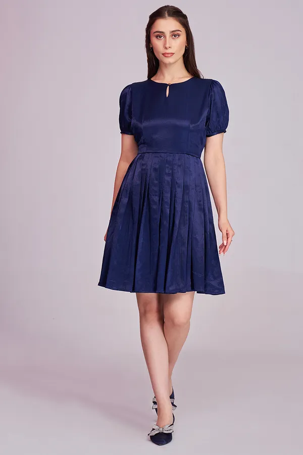 Blue_Pleated_short_dresses_for_women_|_Partywear_frocks_for_women
