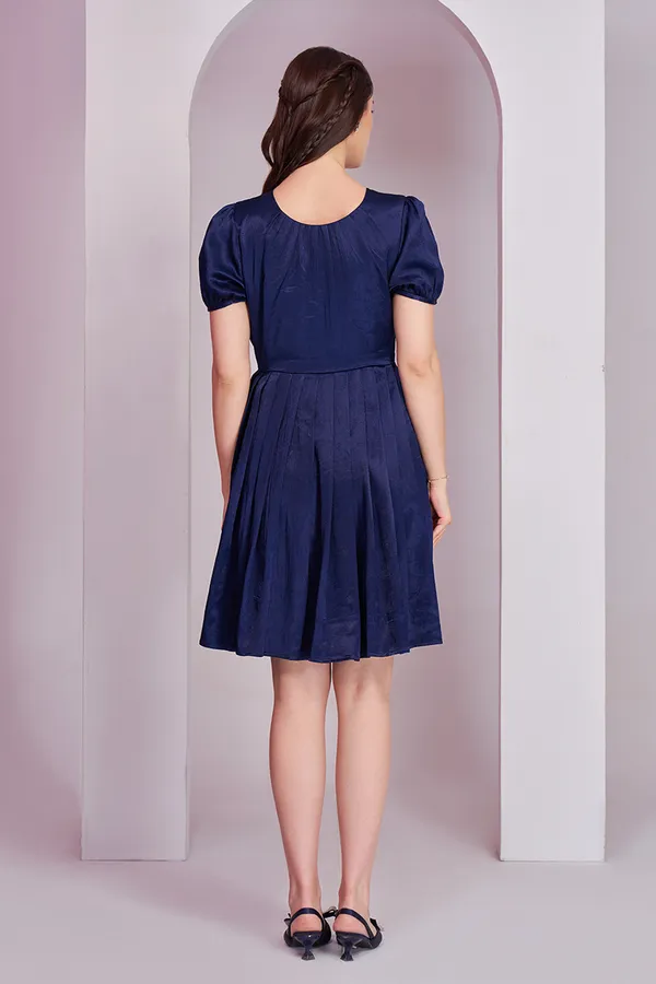 Blue_Pleated_short_dresses_for_women_|_Partywear_frocks_for_women
