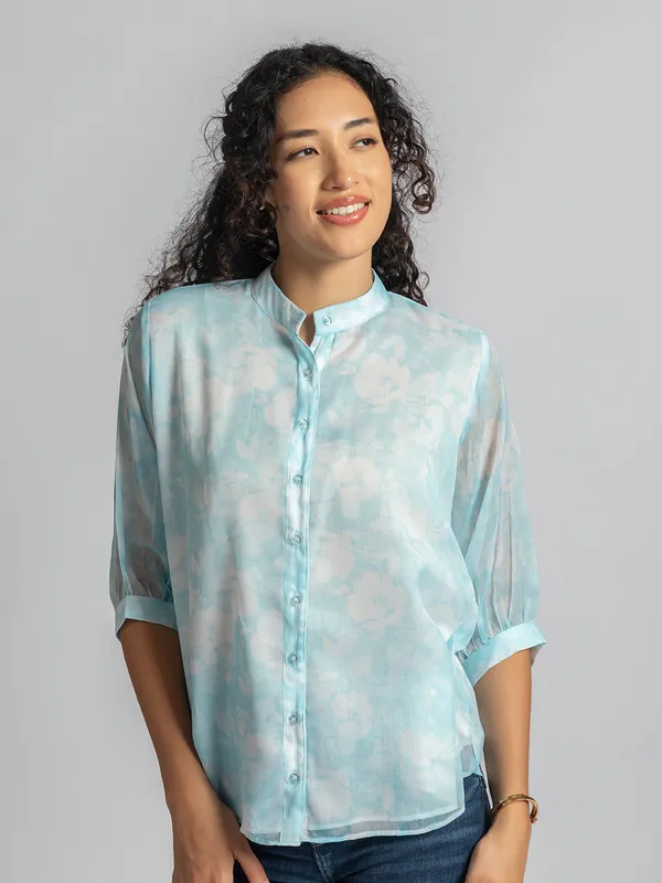 Shirt_for_Women_-_blue_|_Casual_Women's_printed_Shirt