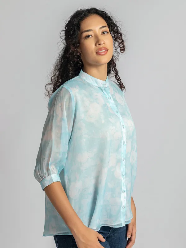 Shirt_for_Women_-_blue_|_Casual_Women's_printed_Shirt