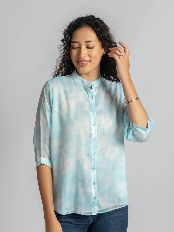 Shirt_for_Women_-_blue_|_Casual_Women's_printed_Shirt
