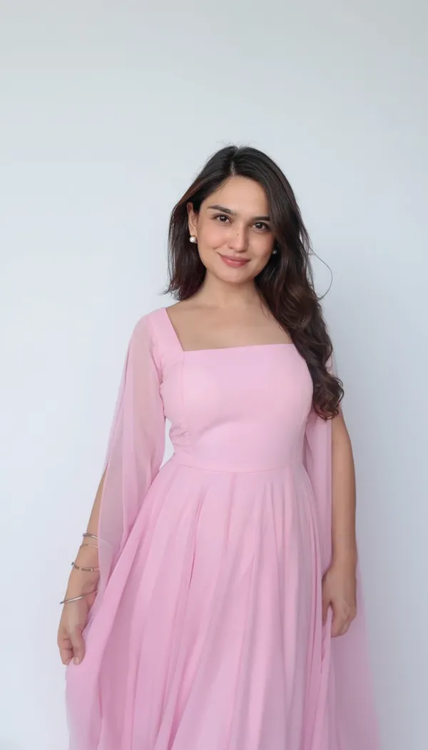 Blush_Pink__corset_long_Dress_|_The_Princess_midi_dress_with_cape_sleeves_and_flare_skirt