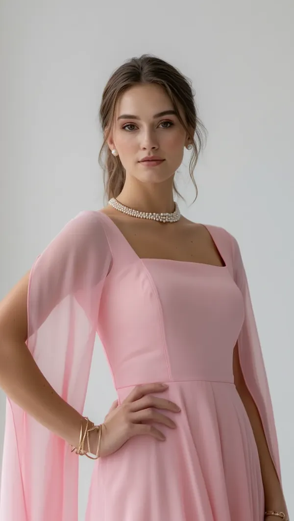 Blush_Pink__corset_long_Dress_|_The_Princess_midi_dress_with_cape_sleeves_and_flare_skirt