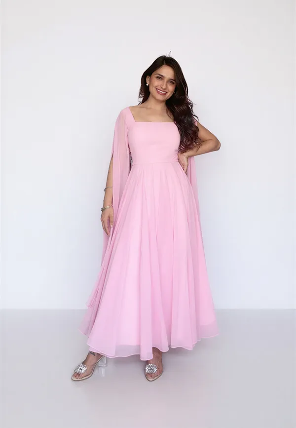 Blush_Pink__corset_long_Dress_|_The_Princess_midi_dress_with_cape_sleeves_and_flare_skirt