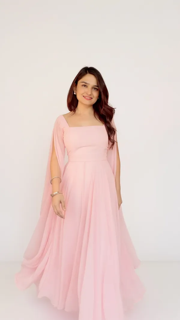 Blush_Pink__corset_long_Dress_|_The_Princess_midi_dress_with_cape_sleeves_and_flare_skirt