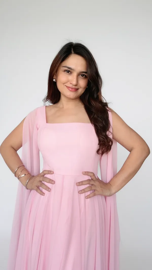 Blush_Pink__corset_long_Dress_|_The_Princess_midi_dress_with_cape_sleeves_and_flare_skirt