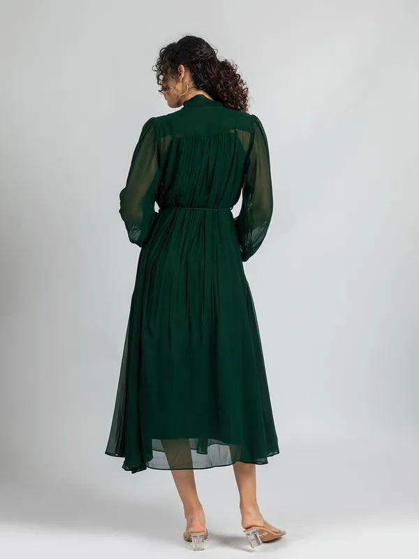 Green_Georgette_loose_fit_Dress_|_Green_fit_and_Flare_Dress