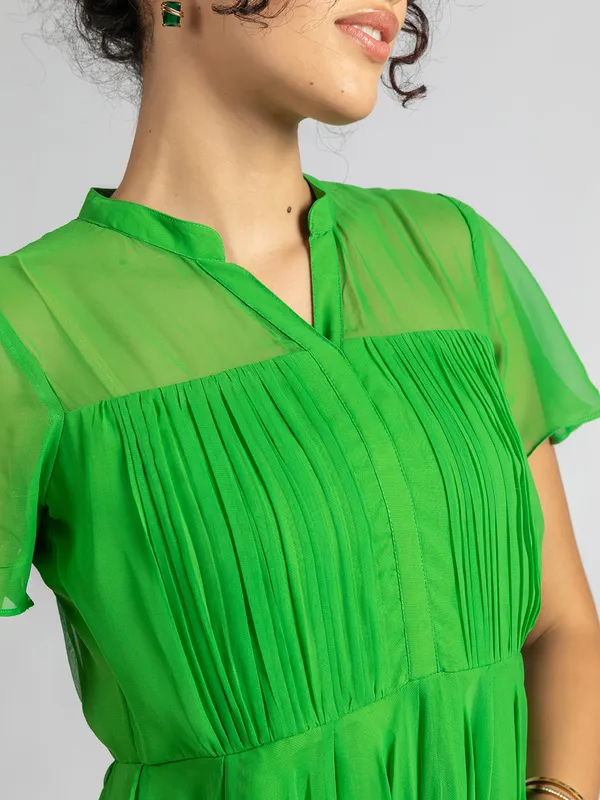 Flared_green_designer_Mini_dress_|__Trendy_short_dress