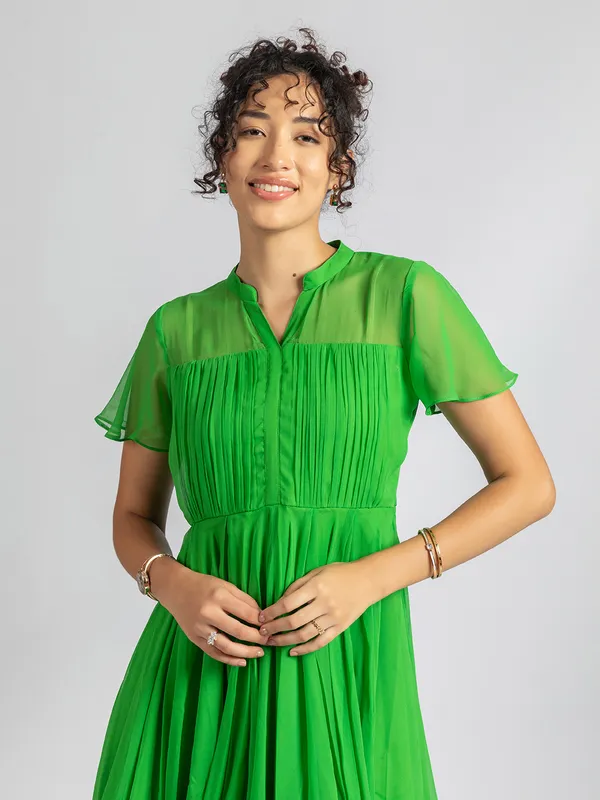 Flared_green_designer_Mini_dress_|__Trendy_short_dress