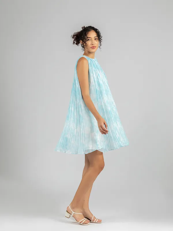 Sky_Blue_printed_Chiffon_mini_Dress_|_Printed_Loose_Fit_short_frock_for_women