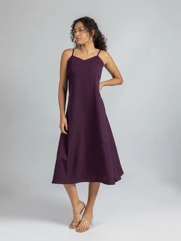 Deep_Purple_Georgette_loose_fit_Dress_|_Purple_fit_and_Flare_Dress
