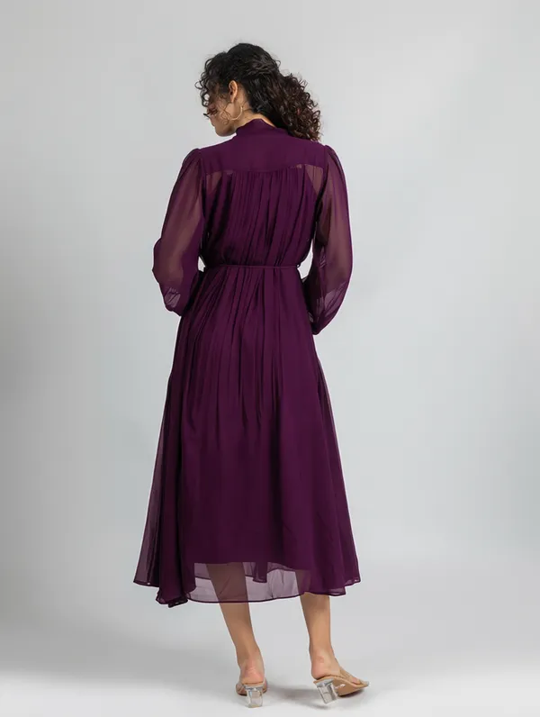 Deep_Purple_Georgette_loose_fit_Dress_|_Purple_fit_and_Flare_Dress