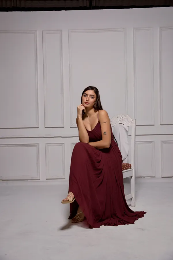 Designer_Maroon__sleeveless_pleated_midi_dress_/__One_piece_dress