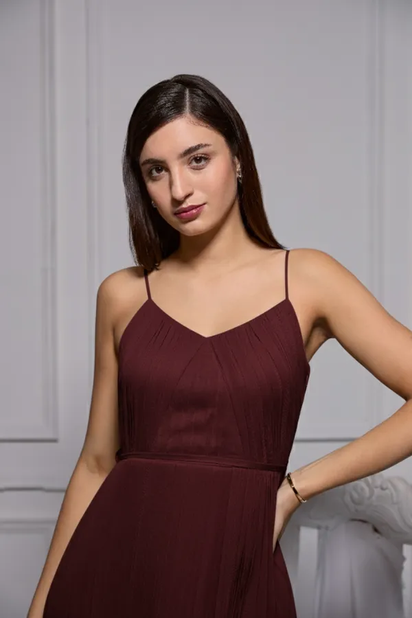 Designer_Maroon__sleeveless_pleated_midi_dress_/__One_piece_dress