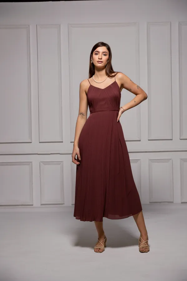 Designer_Maroon__sleeveless_pleated_midi_dress_/__One_piece_dress