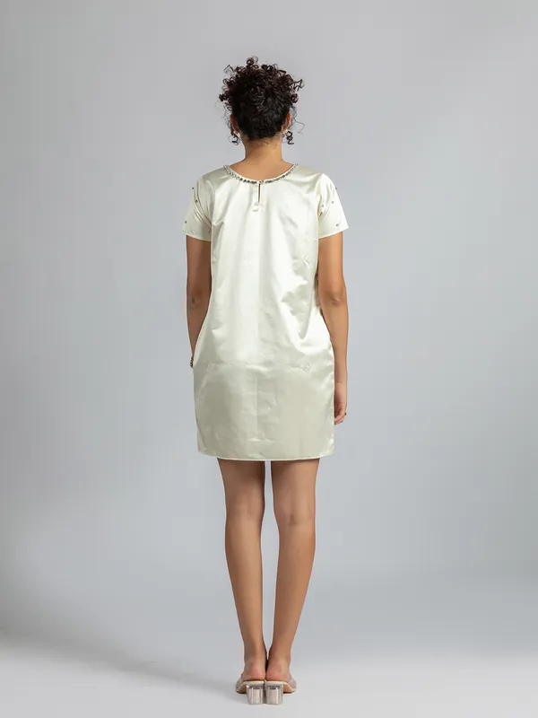 Off-white_satin_mini_dress