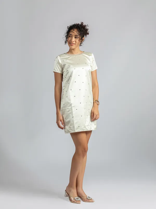 Off-white_satin_mini_dress