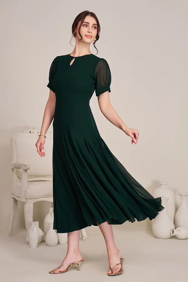 Green_Georgette_Keyhole_Dress