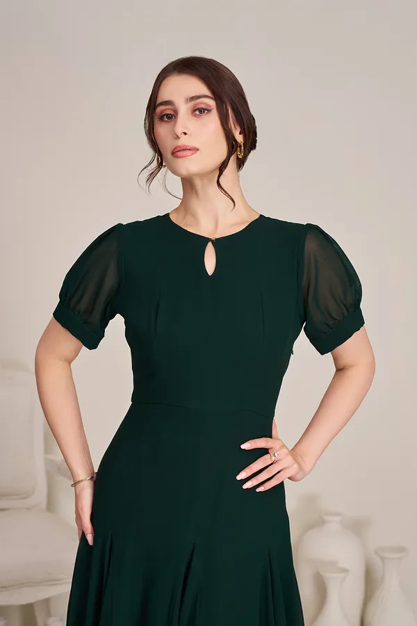 Green_Georgette_Keyhole_Dress