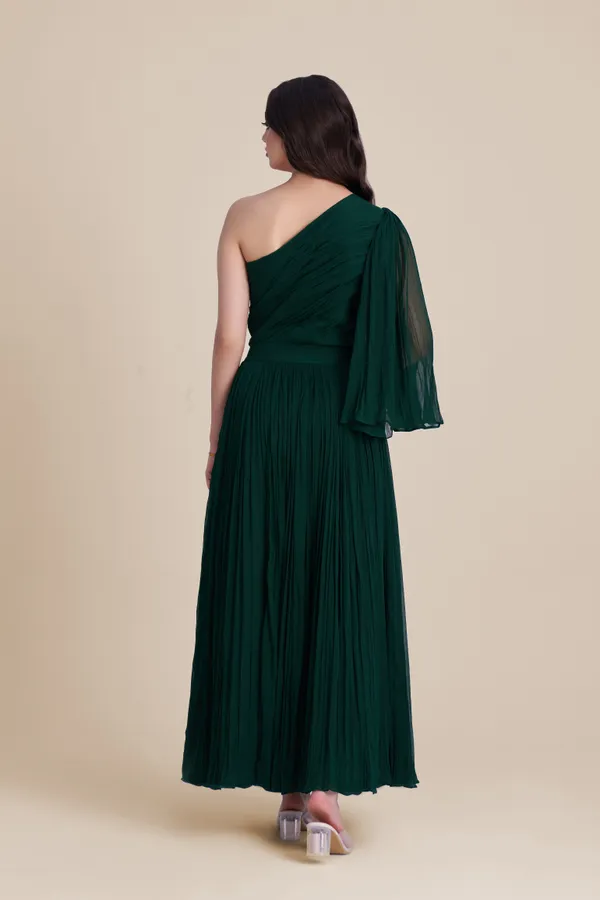 Green_Georgette_One_Shoulder_Dress